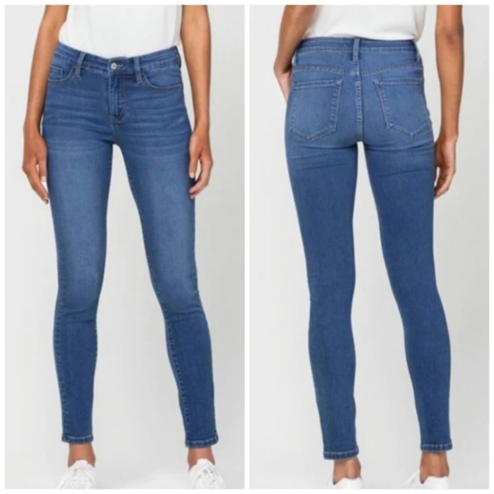 Vervet | Mid Rise Ankle Skinny Jeans | Light Distressing | Blue Wash | 27